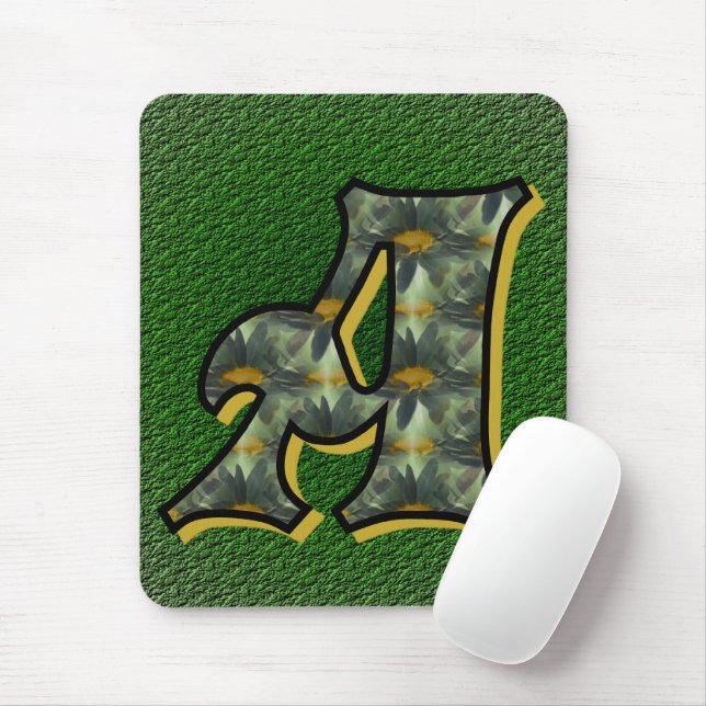 Gänseblümchen-Monogramm Initiale A Mousepad (Mit Mouse)