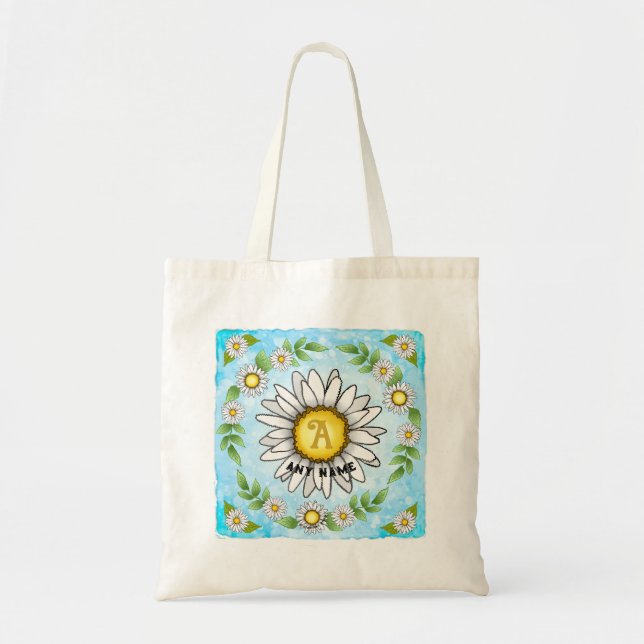 Gänseblümchen-Monogramm Tragetasche (Vorne)