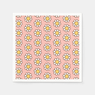 Gänseblümchen-Muster auf pastellrosa Frühlingsfeie Serviette