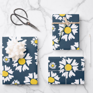 Gänseblümchen-Muster, Blumenmuster, weiße Gänseblü Geschenkpapier Set