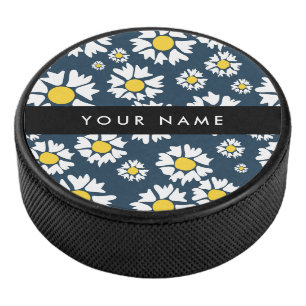 Gänseblümchen-Muster, Weiße Gänseblümchen, Ihr Nam Eishockey Puck