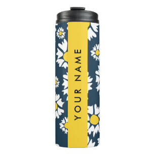 Gänseblümchen-Muster, Weiße Gänseblümchen, Ihr Nam Thermosbecher
