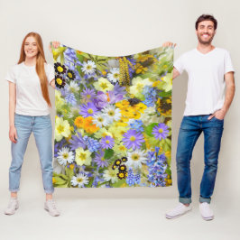 Gänseblümchen, Primel, Osterglocken Blumen Fleecedecke