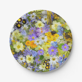 Gänseblümchen, Primel, Osterglocken Blumen Pappteller