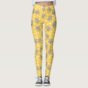 Gänseblümchen-Punkt-Leggings mit gelbem Leggings