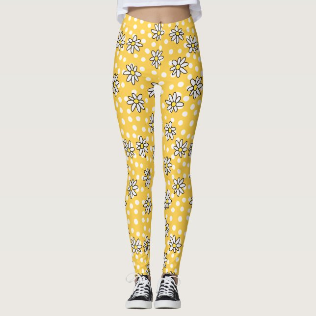 Gänseblümchen-Punkt-Leggings mit gelbem Leggings (Vorderseite)
