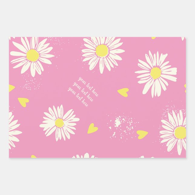 Gänseblümchen rosa, lila. geschenkpapier set (Vorderseite)