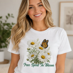 Gänseblümchen & Schmetterling blühen T-Shirt