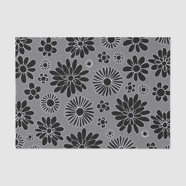 Gänseblümchen-schwarzes und graues mit seidenpapier (Vorderseite)