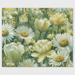 Gänseblümchen, Tulpen und Schmetterlinge Geschenkpapier