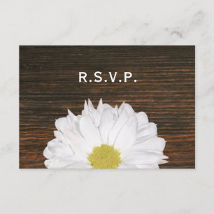 Gänseblümchen u. Barnwood rustikales Hochzeit UAWG RSVP Karte