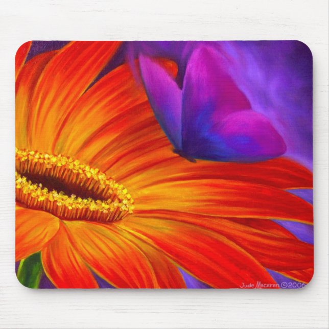 GÄNSEBLÜMCHEN-U. SCHMETTERLINGS-KUNST-MALEREI - MOUSEPAD (Vorne)