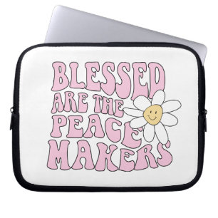 Gänseblümchen und Friedensstifter Slogan Laptopschutzhülle