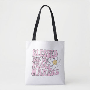 Gänseblümchen und Friedensstifter Slogan Tasche