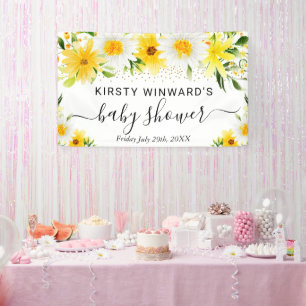 Gänseblümchen und gelbe Blumen Babyparty Willkomme Banner