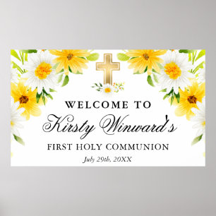 Gänseblümchen und gelbe Blumen Erste heilige Kommu Poster