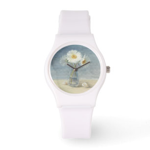 Gänseblümchen und Muscheln Armbanduhr