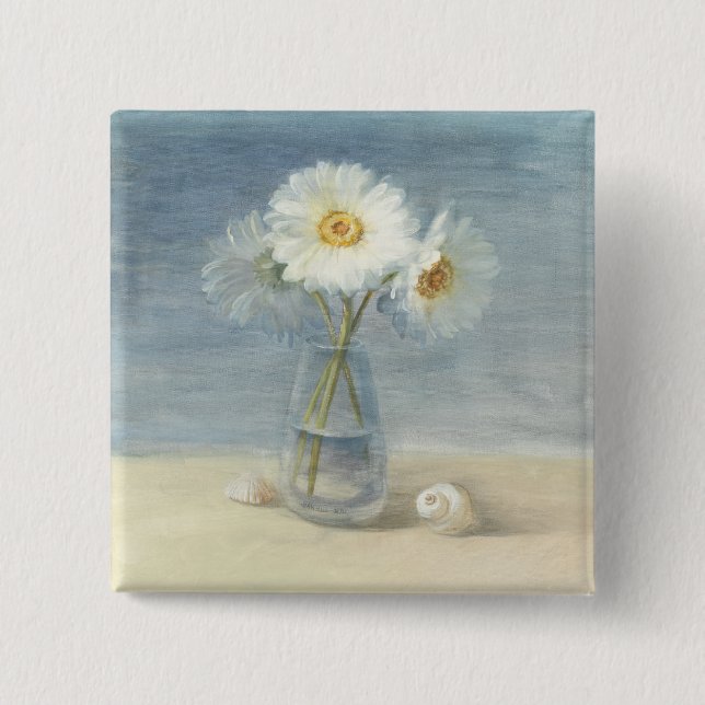 Gänseblümchen und Muscheln Button (Vorderseite)