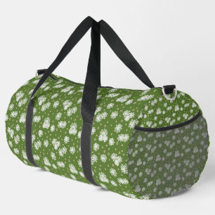 Gänseblümchen und Punkte - Weiß, Sand und Palmgrün Duffle Bag