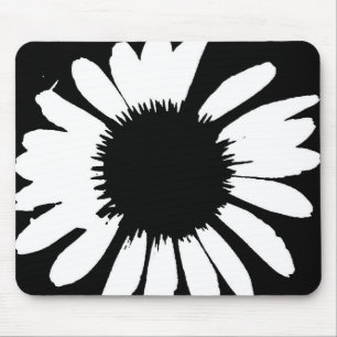 Gänseblümchen verrückt - schwarzes u. weißes mousepad