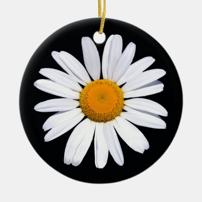 Gänseblümchen-Weihnachtsverzierung Keramikornament (Vorne)