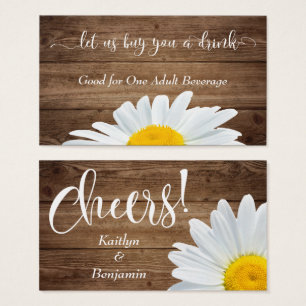 Gänseblümchen, weiße Schrift & rustikale Holz-Trin