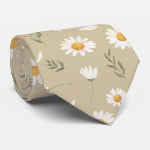 Gänseblümchenmuster, weiß romantisch und floral krawatte