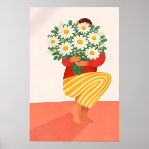 Gänseblümchenstrauß-Frauenplakat, Farbige Blumen Poster