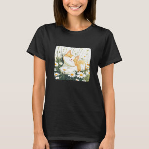 Gänseblümchenwiese mit Katze im Sommer für Jungen T-Shirt
