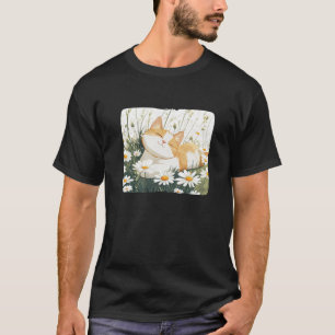 Gänseblümchenwiese mit Katze im Sommer für Jungen T-Shirt