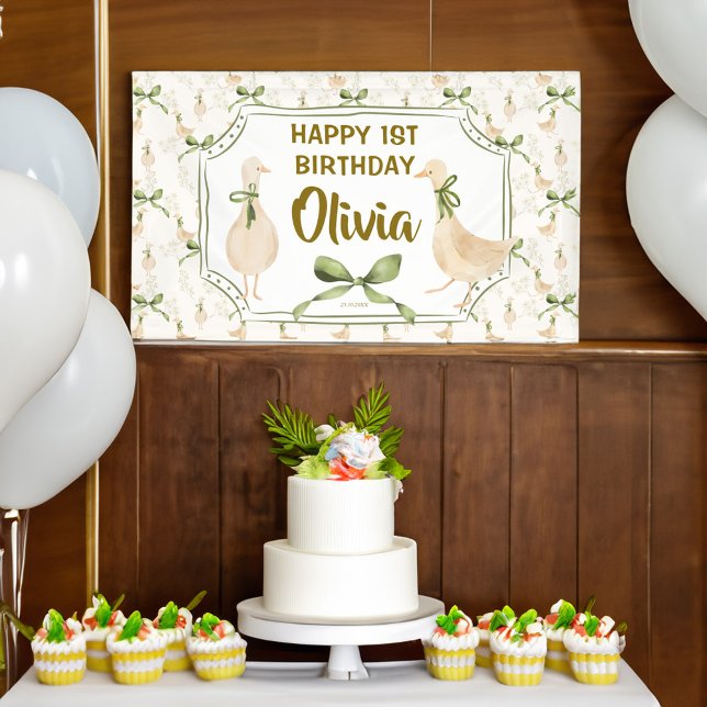 Gänseblüte Kinderzimmer Happy Geburtstag Party Banner (Goose nursery rhymes happy birthday party banner personalized silly goose party decor)