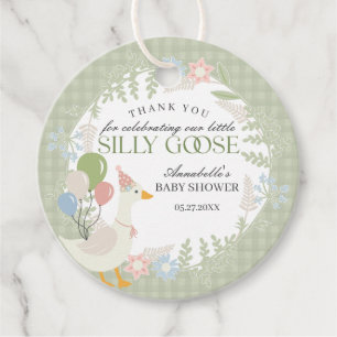 Gänseblütendusche Gingham Albern Gänse Geschenkanhänger