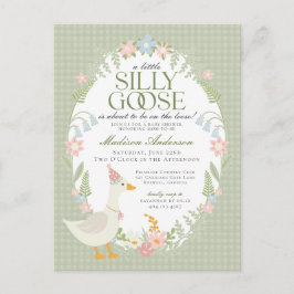 Gänseblütendusche Gingham Albern Gänse Postkarte