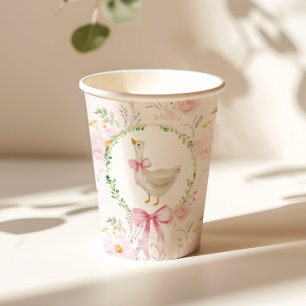 Gänseblütenrosa Elegante Bow Pastel Geburtstag Pappbecher