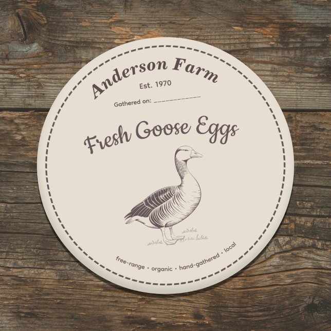Gänseeier Etikett Braunen Aufkleber (Farm Goose Eggs Label Brown Sticker)