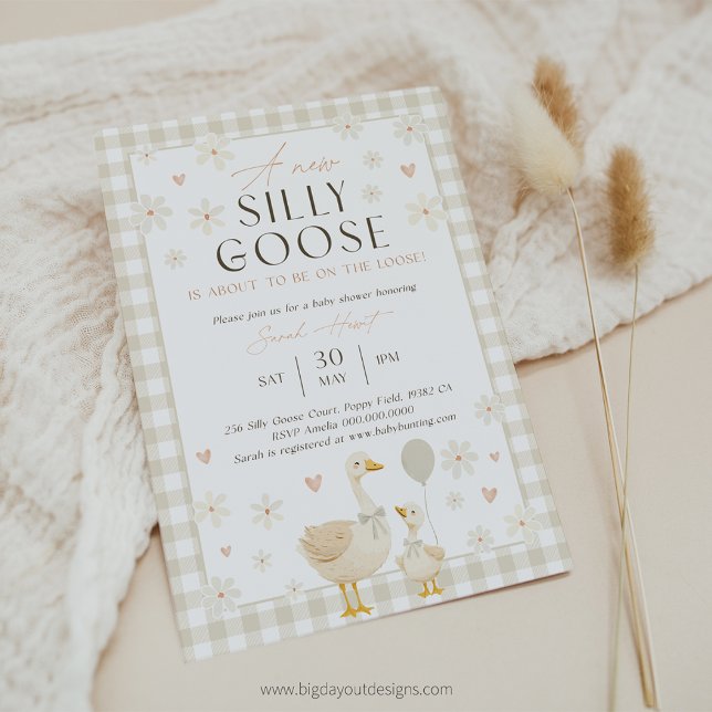 Gänsegeschlecht - neutrale Babydusche - Einladung (Goose Gender Neutral Baby Shower Invitation)