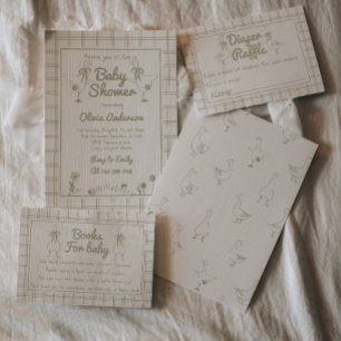 Gänsehaut Grüne, klassische Babydusche Einladung