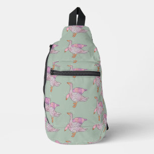 Gänsemädchen Whimsische Volkskunst-Gänse-Duo Crossbody Bag
