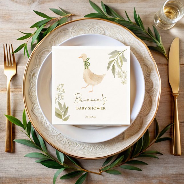 Gänserhymnen Kinderzimmer Babydusche mit Monogramm Serviette (Goose nursery rhymes boho baby shower monogrammed napkins template personalized table decor)