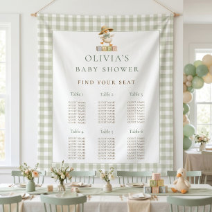 Gänseschick-Gingham-Sitzplan Baby Shower Wandteppich