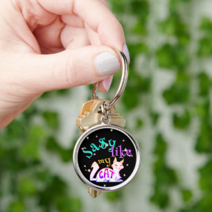 Ganz ähnlich wie meine Neon Cat Schwarz-Blume-Text Schlüsselanhänger