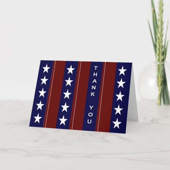 Ganz amerikanisch danke! - Sterne u. Streifen Dankeskarte (Vorderseite)