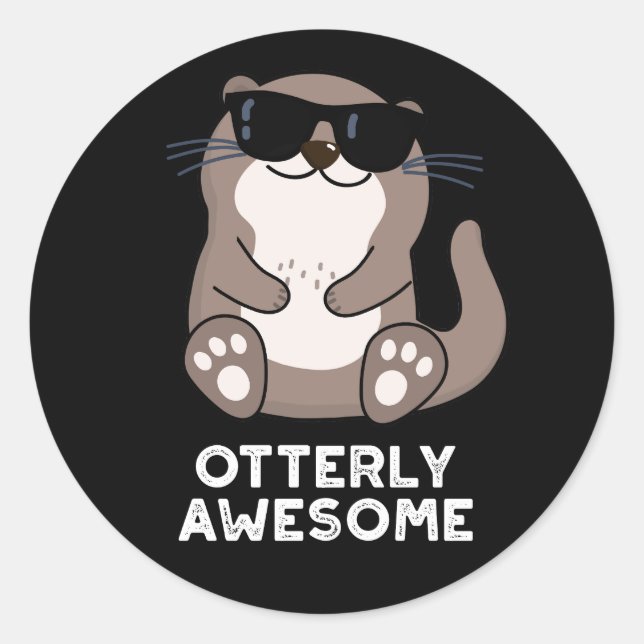 Ganz Phantastische Funny Animal Otter Puff Dark BG Runder Aufkleber (Vorderseite)
