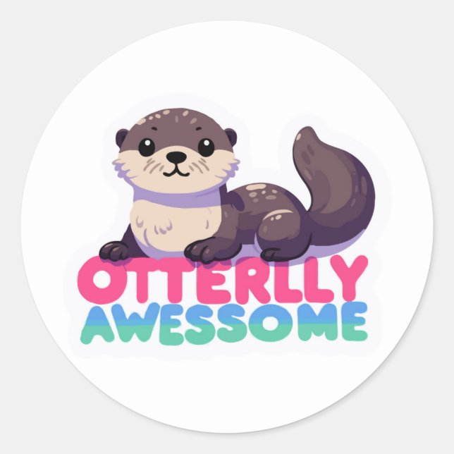 Ganz Phantastisches Otter - Süße Tier Puebla Kunst Runder Aufkleber (Vorderseite)