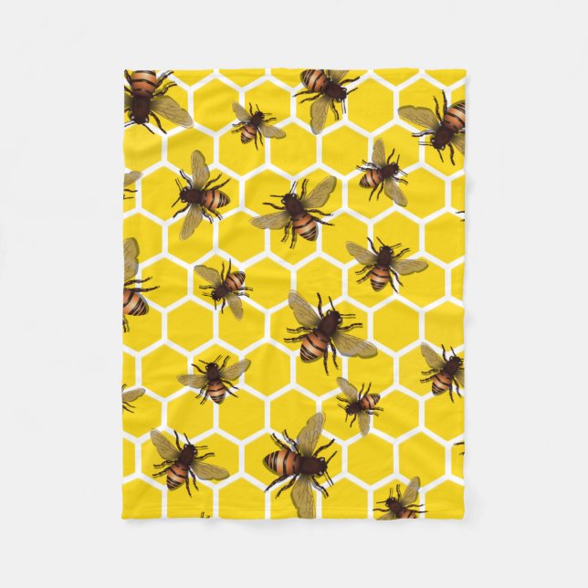 Ganz über Bienen auf Bienenwaben-kleiner Fleecedecke (Vorderseite)