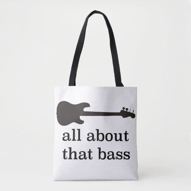 "Ganz über diesen Baß" mit Bass-Gitarrengraphik Tasche (Vorderseite)