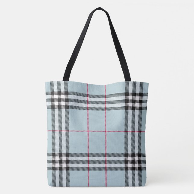 Ganz über Druck-großer Tasche - blaues kariertes (Rückseite)