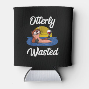 Ganz verschwendet  Otter Wein trinken Party lustig Dosenkühler