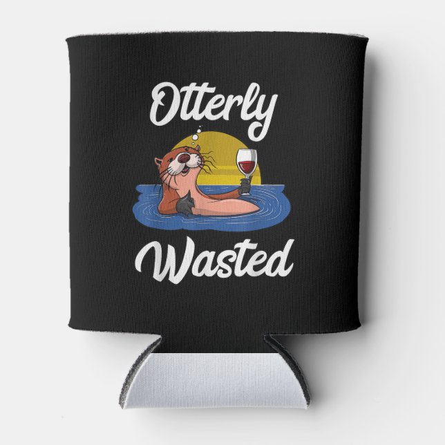 Ganz verschwendet| Otter Wein trinken Party lustig Dosenkühler (Vorderseite)