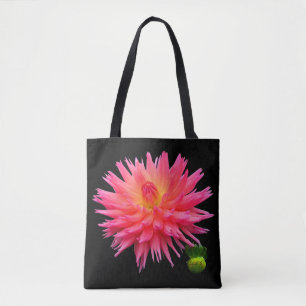 Ganz vorbei - drucken Sie rote rosa Dahlie-u. Tasche